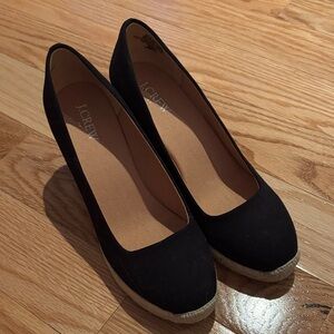 J. Crew Black Espadrille Wedges